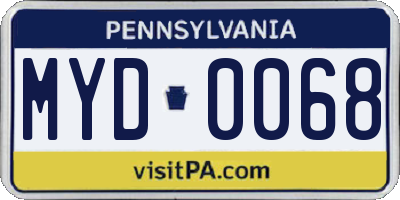 PA license plate MYD0068