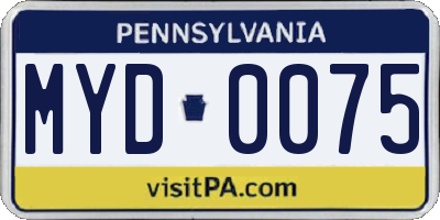 PA license plate MYD0075