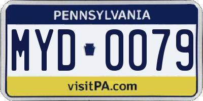 PA license plate MYD0079