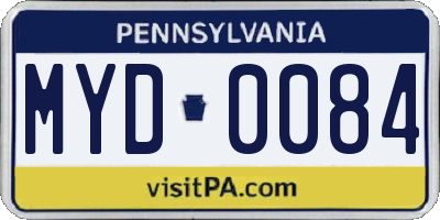 PA license plate MYD0084
