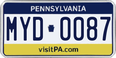 PA license plate MYD0087