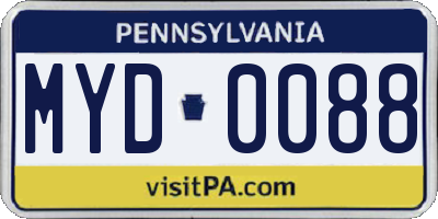 PA license plate MYD0088