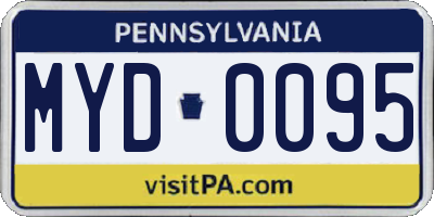 PA license plate MYD0095
