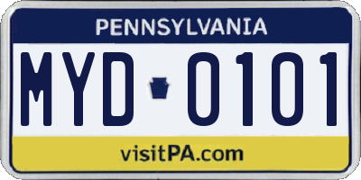 PA license plate MYD0101