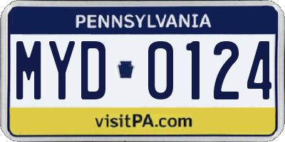 PA license plate MYD0124