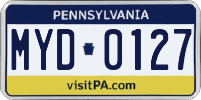 PA license plate MYD0127