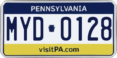 PA license plate MYD0128