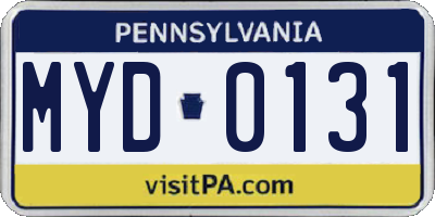 PA license plate MYD0131