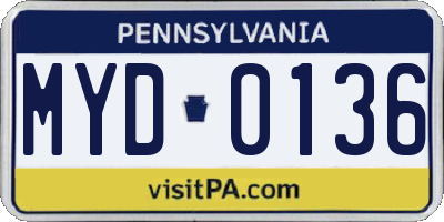 PA license plate MYD0136
