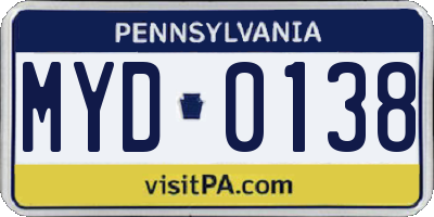 PA license plate MYD0138