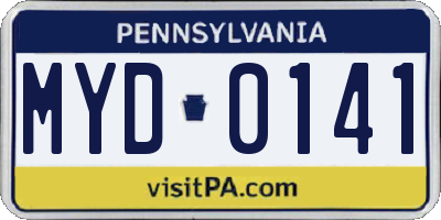 PA license plate MYD0141