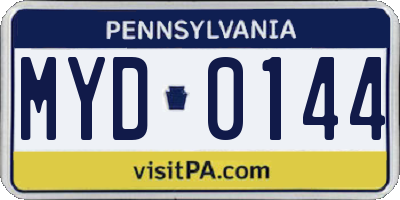 PA license plate MYD0144