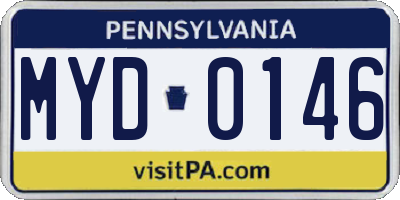 PA license plate MYD0146
