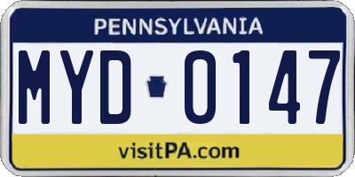 PA license plate MYD0147