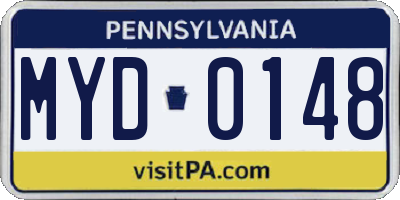 PA license plate MYD0148