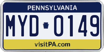 PA license plate MYD0149