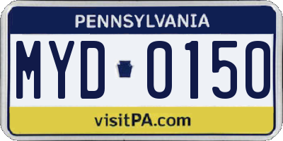 PA license plate MYD0150