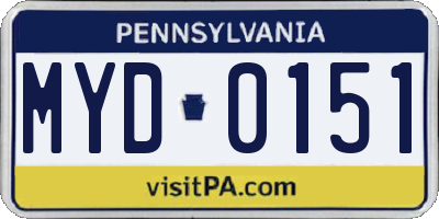 PA license plate MYD0151