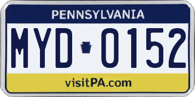 PA license plate MYD0152