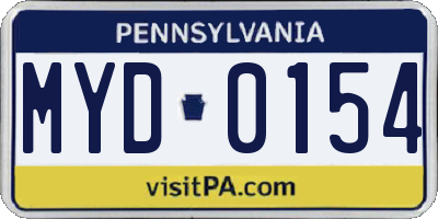 PA license plate MYD0154