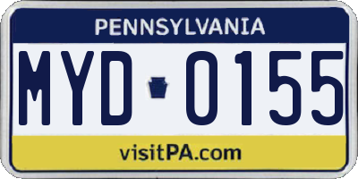 PA license plate MYD0155