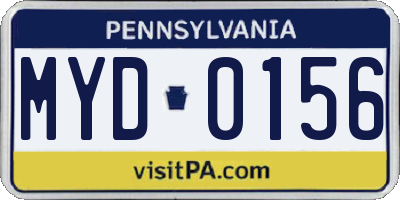 PA license plate MYD0156