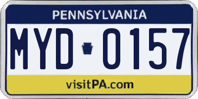 PA license plate MYD0157