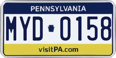PA license plate MYD0158