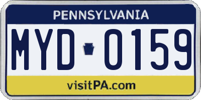 PA license plate MYD0159