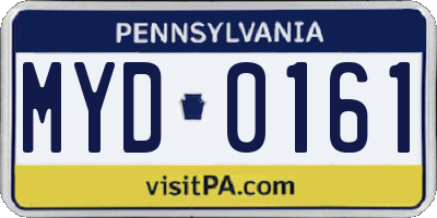 PA license plate MYD0161