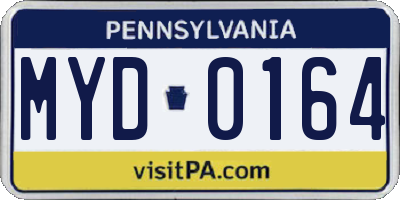PA license plate MYD0164