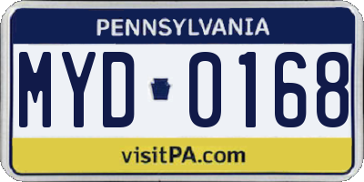 PA license plate MYD0168