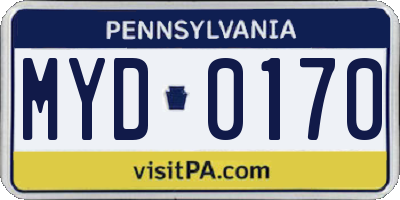 PA license plate MYD0170