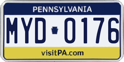 PA license plate MYD0176