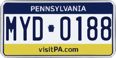 PA license plate MYD0188
