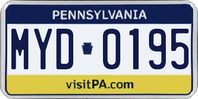 PA license plate MYD0195
