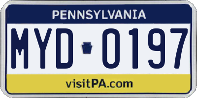 PA license plate MYD0197