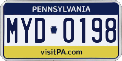 PA license plate MYD0198