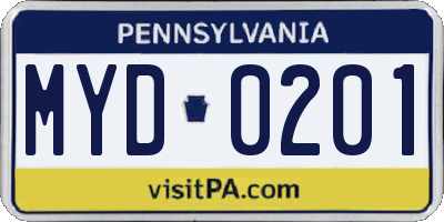 PA license plate MYD0201