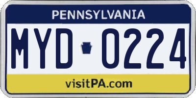 PA license plate MYD0224