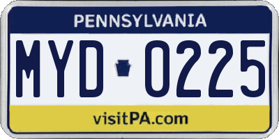 PA license plate MYD0225