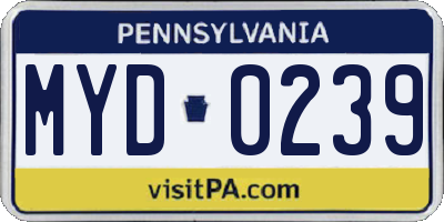 PA license plate MYD0239