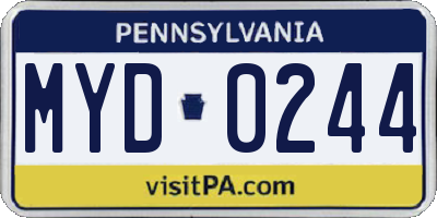 PA license plate MYD0244