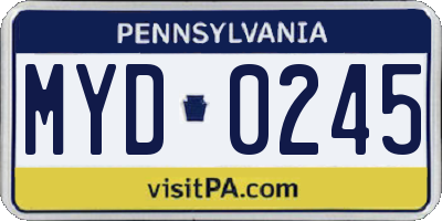 PA license plate MYD0245