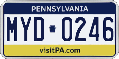 PA license plate MYD0246
