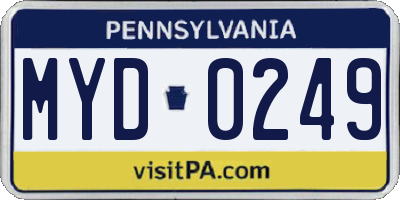 PA license plate MYD0249