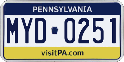 PA license plate MYD0251