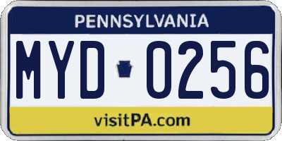 PA license plate MYD0256