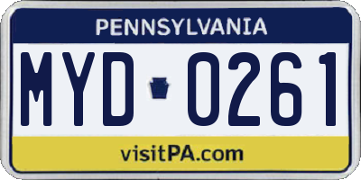 PA license plate MYD0261