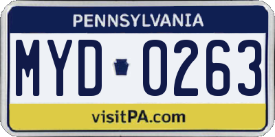 PA license plate MYD0263